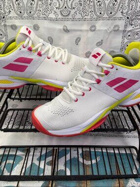 Babolat Propulse Blast All Court Tennis/Pickleball Shoes Wht/Red Rose Womans 9.5